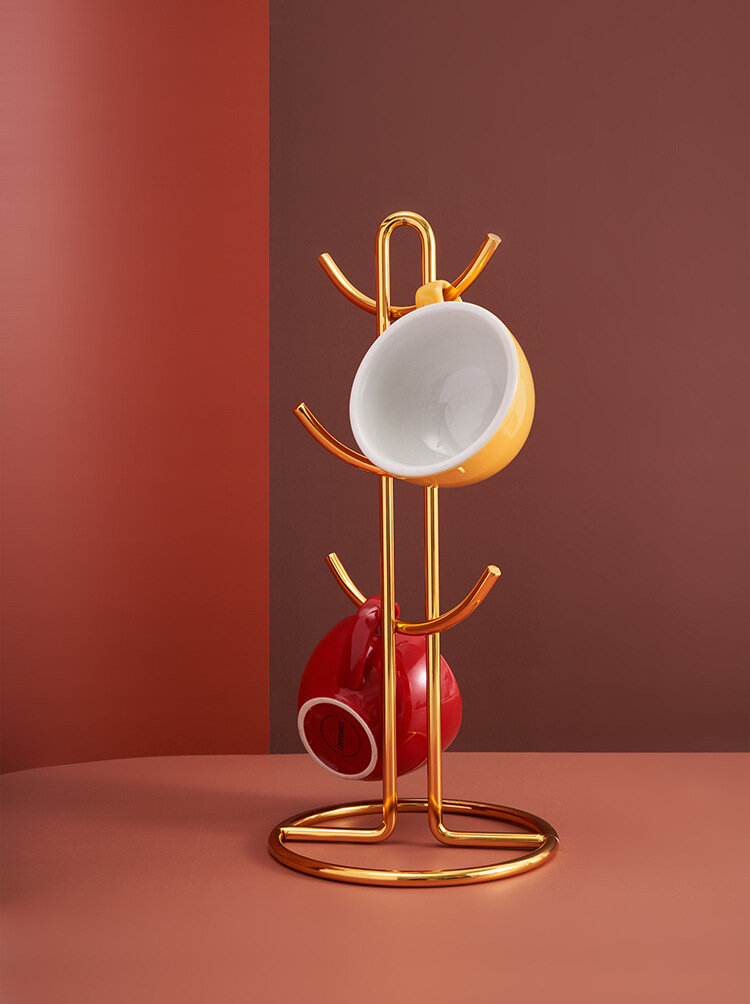 Держатель кухонный для кружек, нержавеющая сталь, установка настольная, цвет золотой