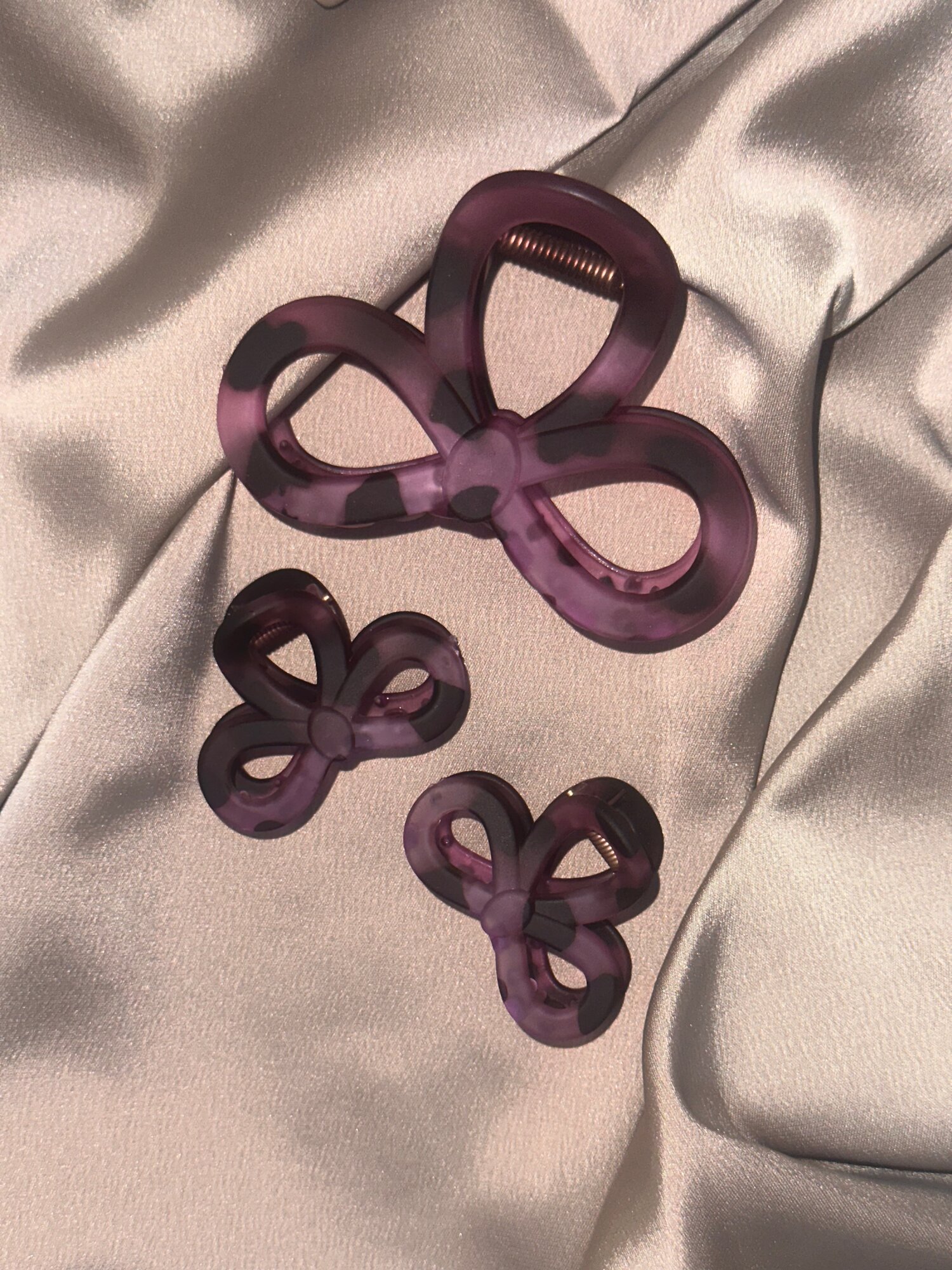 Набор заколок для волос тигровая петелька ,3в1, принт тигровый , цвет сирень