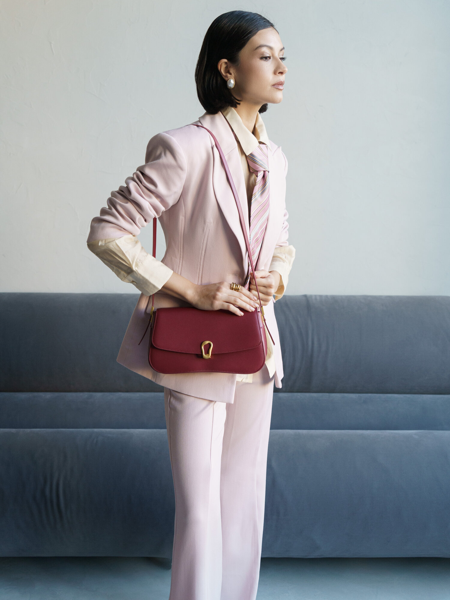 Сумка багет Paprika Bag Italy, фактура гладкая, бордовый — фото 1