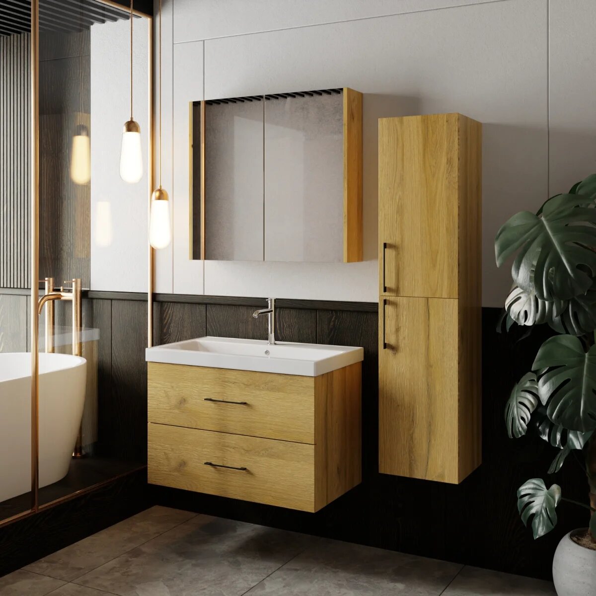 Verona Комплект мебели для ванной комнаты , отделка шпоном, 80 см