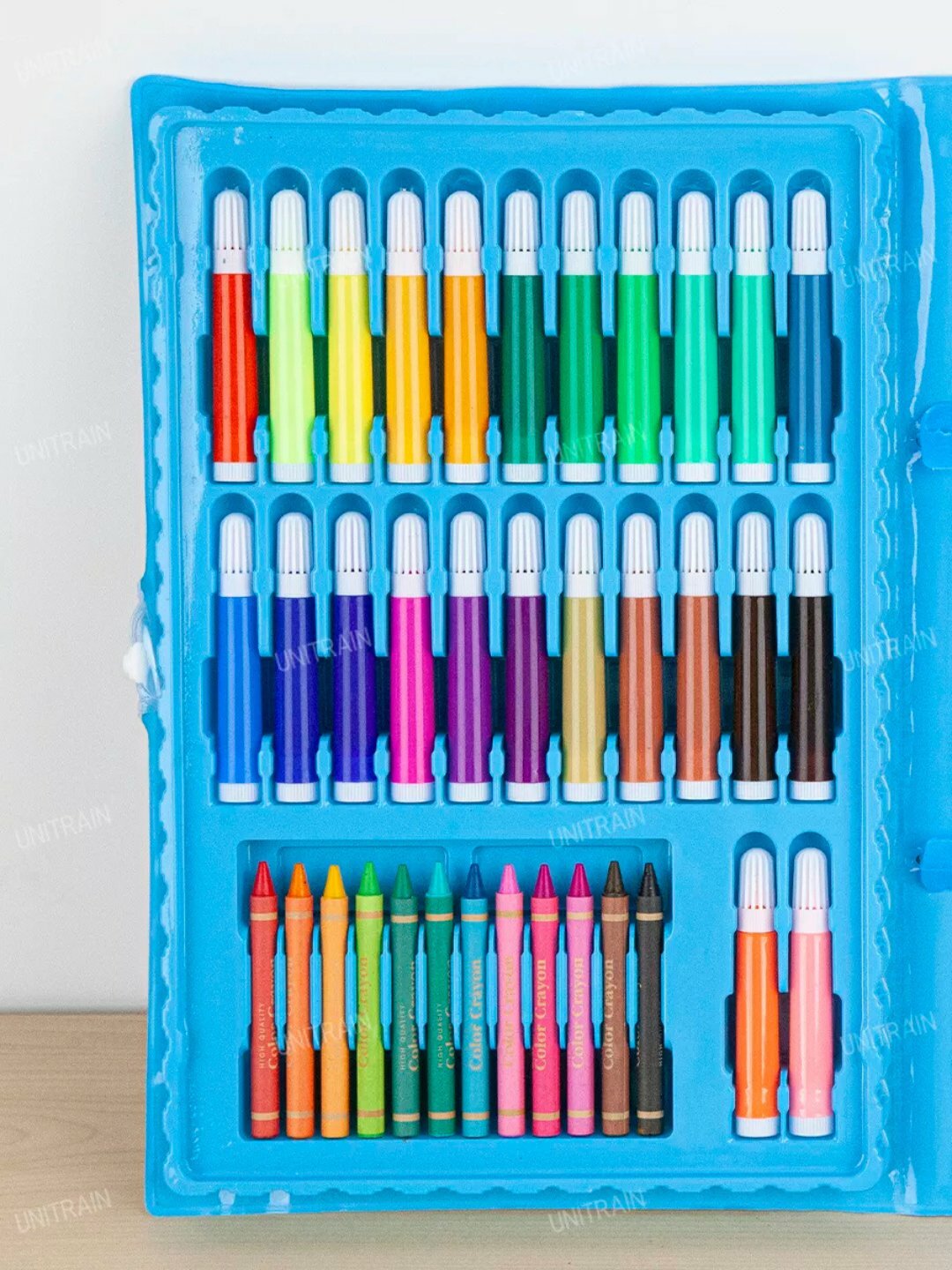 Набор художника с мольбертом для рисования 68, фломастеры, краски, карандаши, мелки, только голубй цвет — фото 1