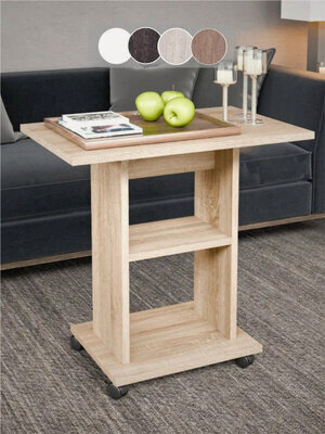 Изображение товара Столик кофейный на колесиках журнальный, приставной, придиванный Дуб сонома