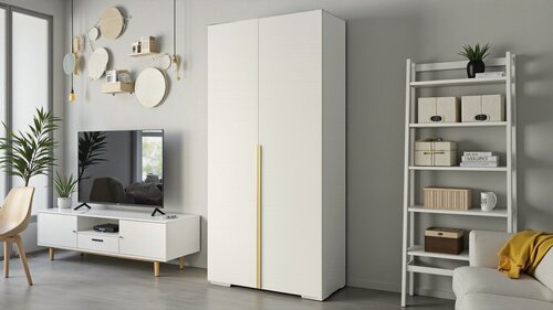 Изображение товара Распашной двухсекционный шкаф Мори - 3 Белый Снег 8685 BS NOW 110*50*260 см Дом мебели для вас