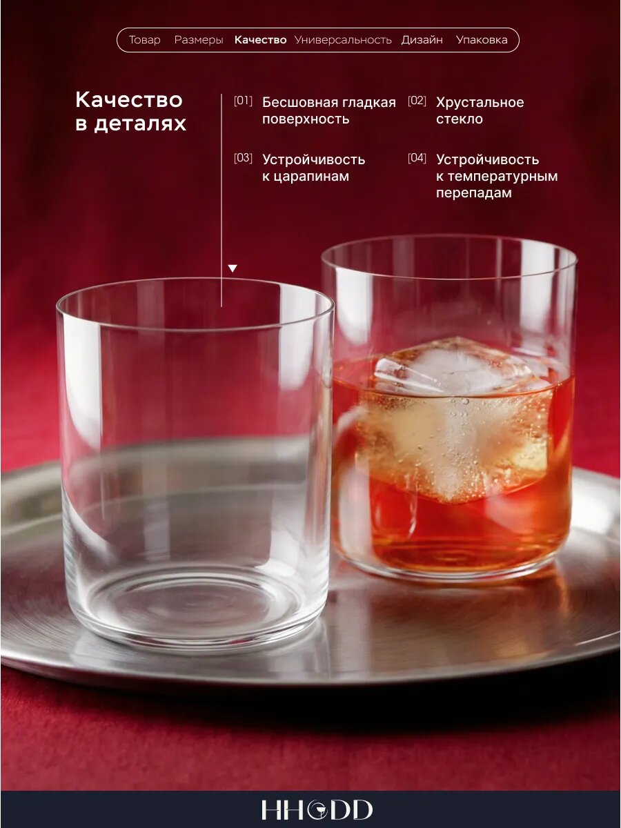 Стаканы стеклянные 360 мл набор 4 штуки — фото 1