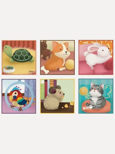 Изображение товара CLASSIC WORLD кубики-пазлы Домашние питомцы деревянные 9 штук в коробке