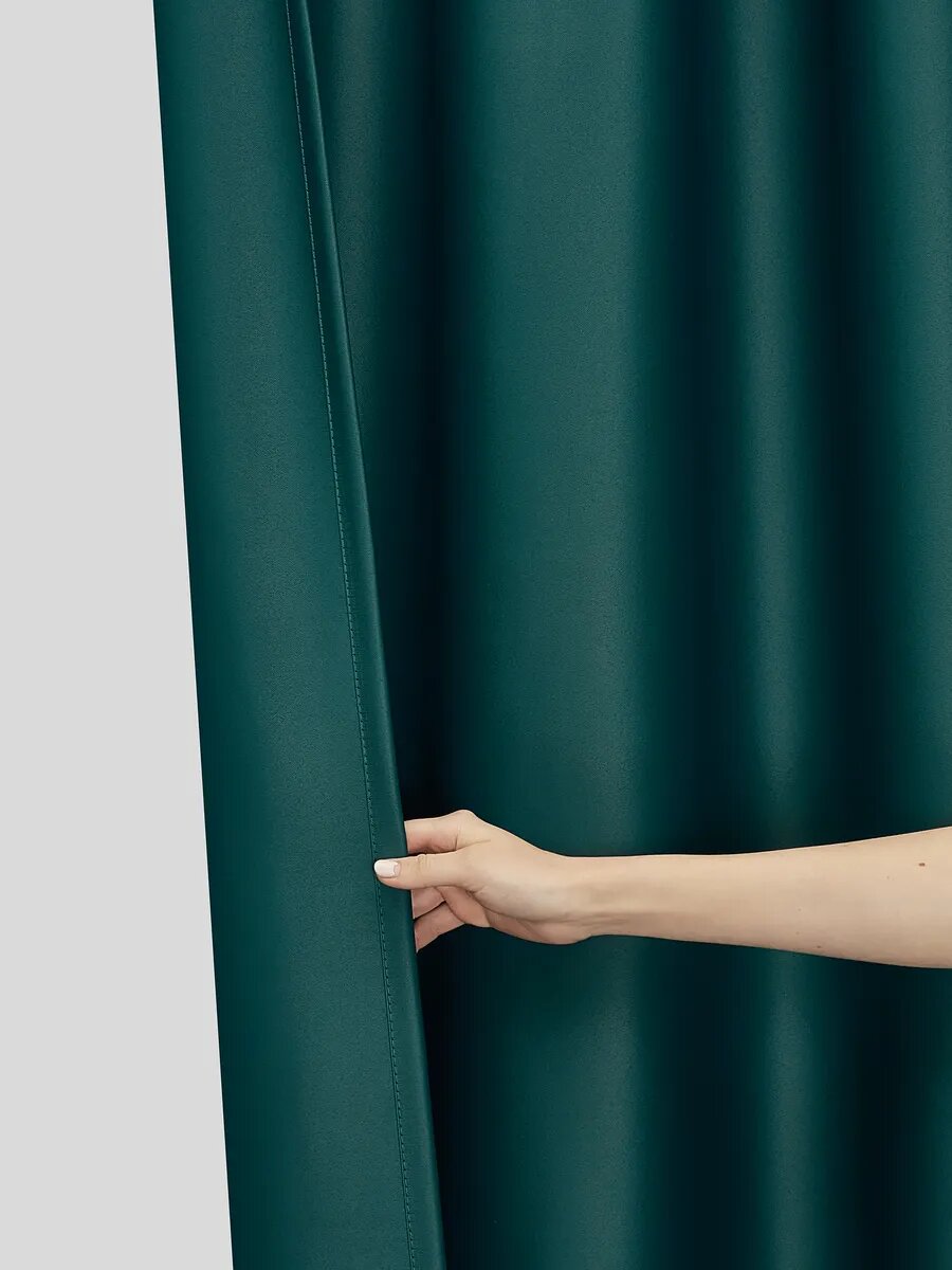 Шторы блэкаут, цвет "Изумрудный", плотные 2 шт, 200х270, светонепроницаемые для спальни и гостиной — фото 1