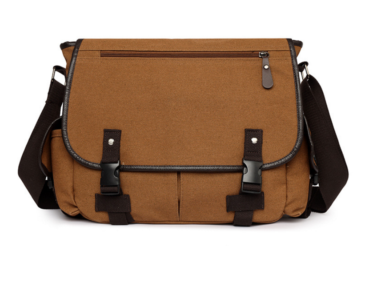 Сумка мессенджер на ремне через плечо брезентовая молодежная с клапаном А4 