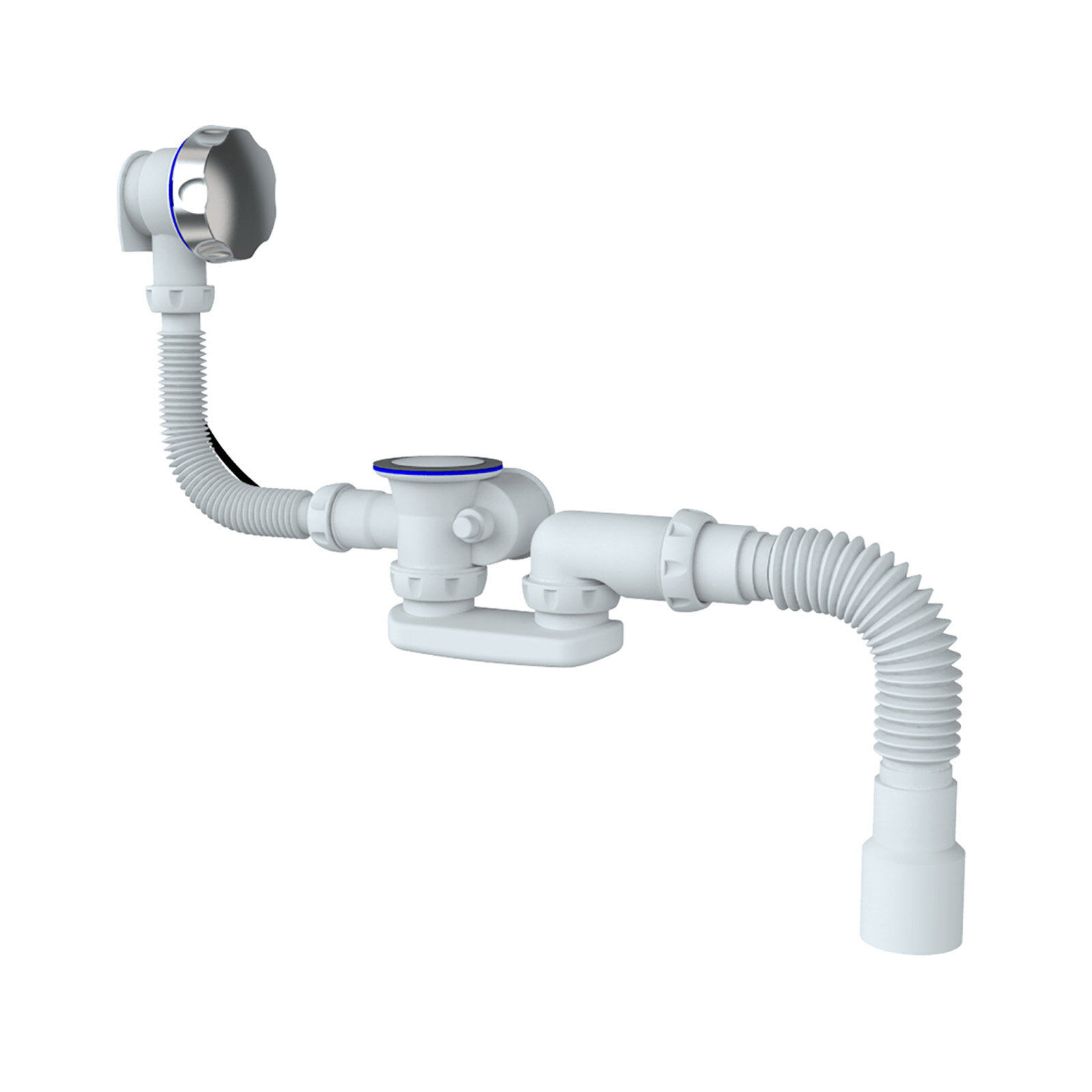 Сифон Unicorn автомат для ванн, круглый перелив, гибкое соединение, диаметр 40 мм S102
