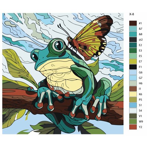 фото Картина по номерам x-8 "подводный мир. лягушка с бабочкой" 70x70 brushes-paints