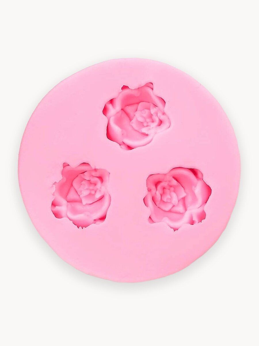 Молд силиконовый для шоколада, воска, мыла, гипса и эпоксидной смолы 'Три малых розы', 5 см, Арт Узор