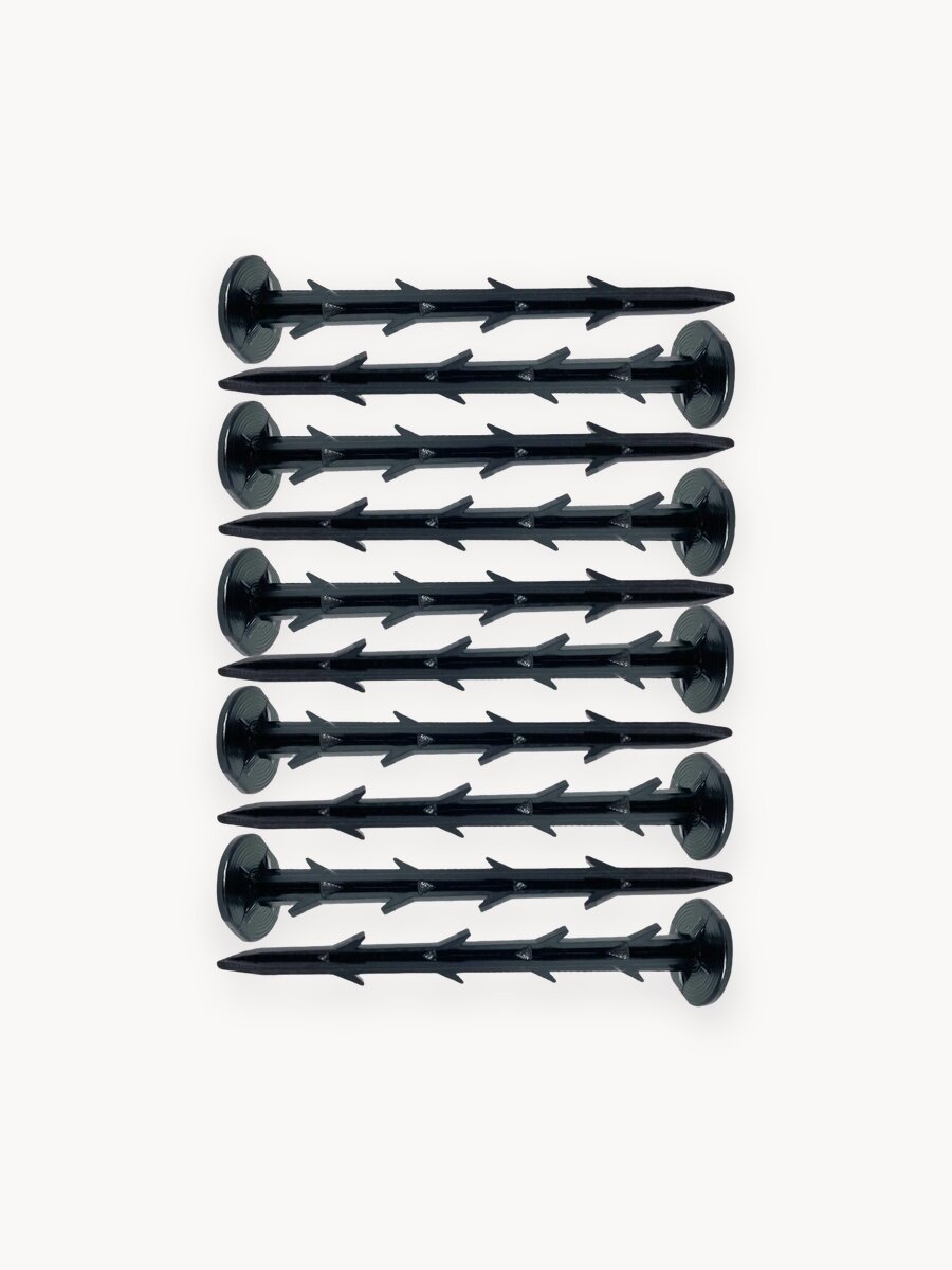 Гвозди садовые для укрывного материала в наборе с прижимными шайбами шайбами, цвет черный, 20+20