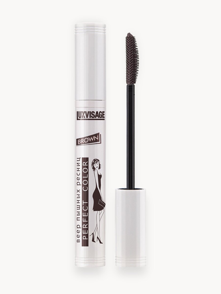 Тушь для ресниц Luxvisage Perfect Color веер пышных ресниц, коричневая