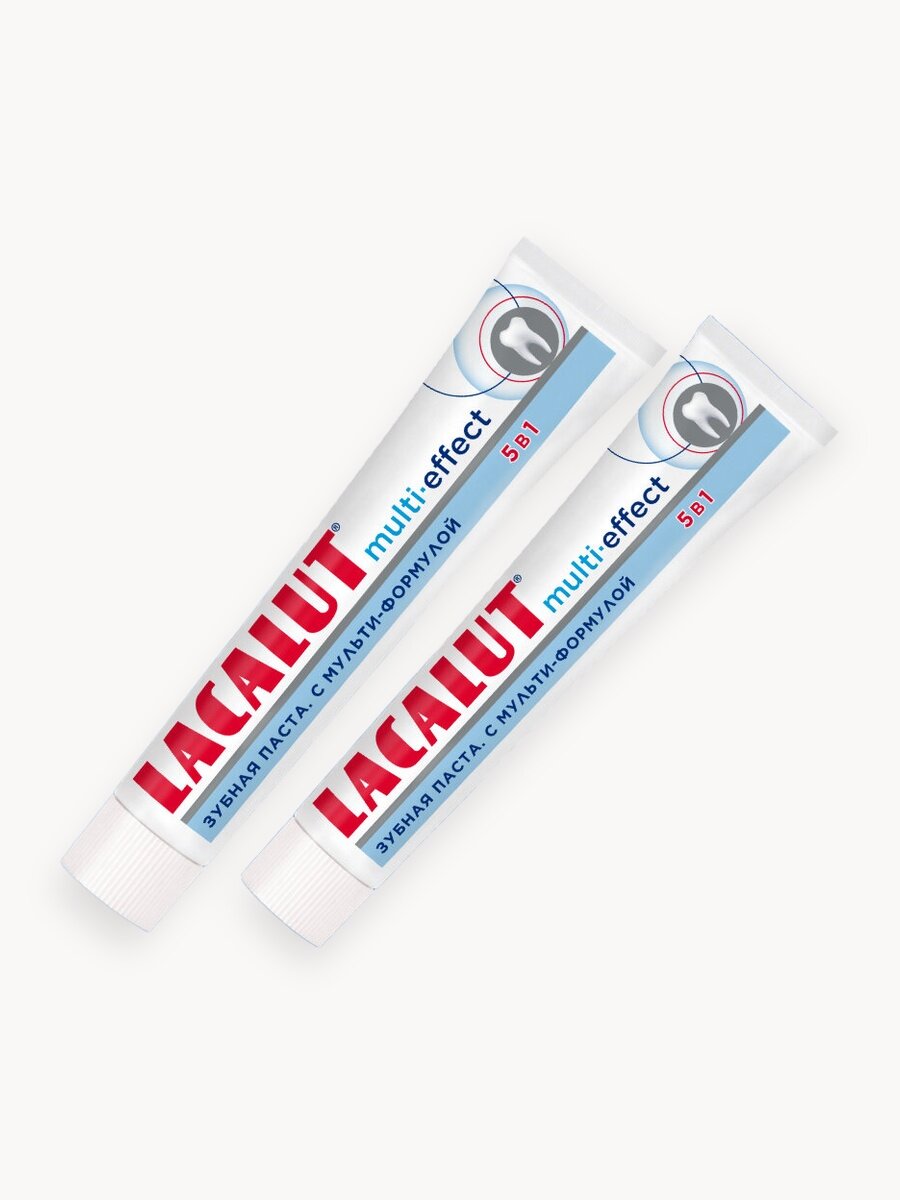 Зубная паста Lacalut "Multi-Effect" 75 мл, для всей семьи, комплексное действие, спайка из 2 штук