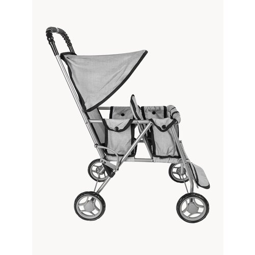 Коляска для кукол до 46 см двухместная детская металлическая серая размеры 57х32х65 см Артикул 9343BA 3968₽