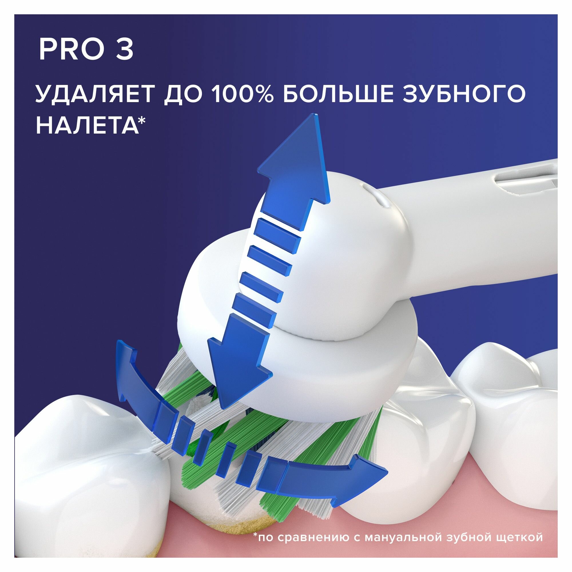 Электрическая зубная щетка ORAL-B Pro 3/D505.513.3 CrossAction, цвет: голубой - фото №11