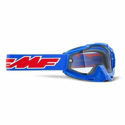 Маска кросс FMF - 100% Powerbomb Enduro Rocket синяя с прозрачной линзой