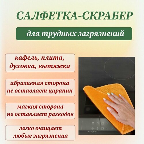 Салфетка из микрофибры для уборки скрабер антижир для кухни