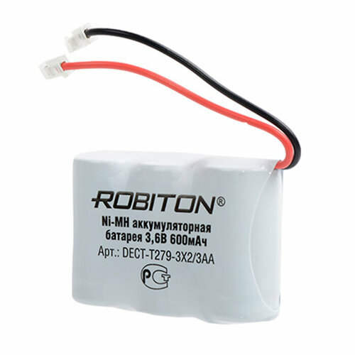 Аккумулятор Т-279 Т-107 3.6 Вольт ROBITON DECT-T279-3X2/3AA, 13470, 600 мАч, 31х43х15 мм, никель-металлогидридный аккумуляторная батарея dect t314 3x2 3aaa robiton