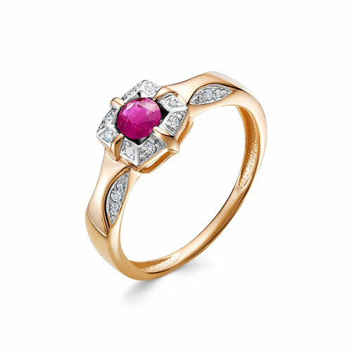 фото Кольцо vesna jewelry, красное золото, 585 проба, родирование, рубин, размер 17.5, красный