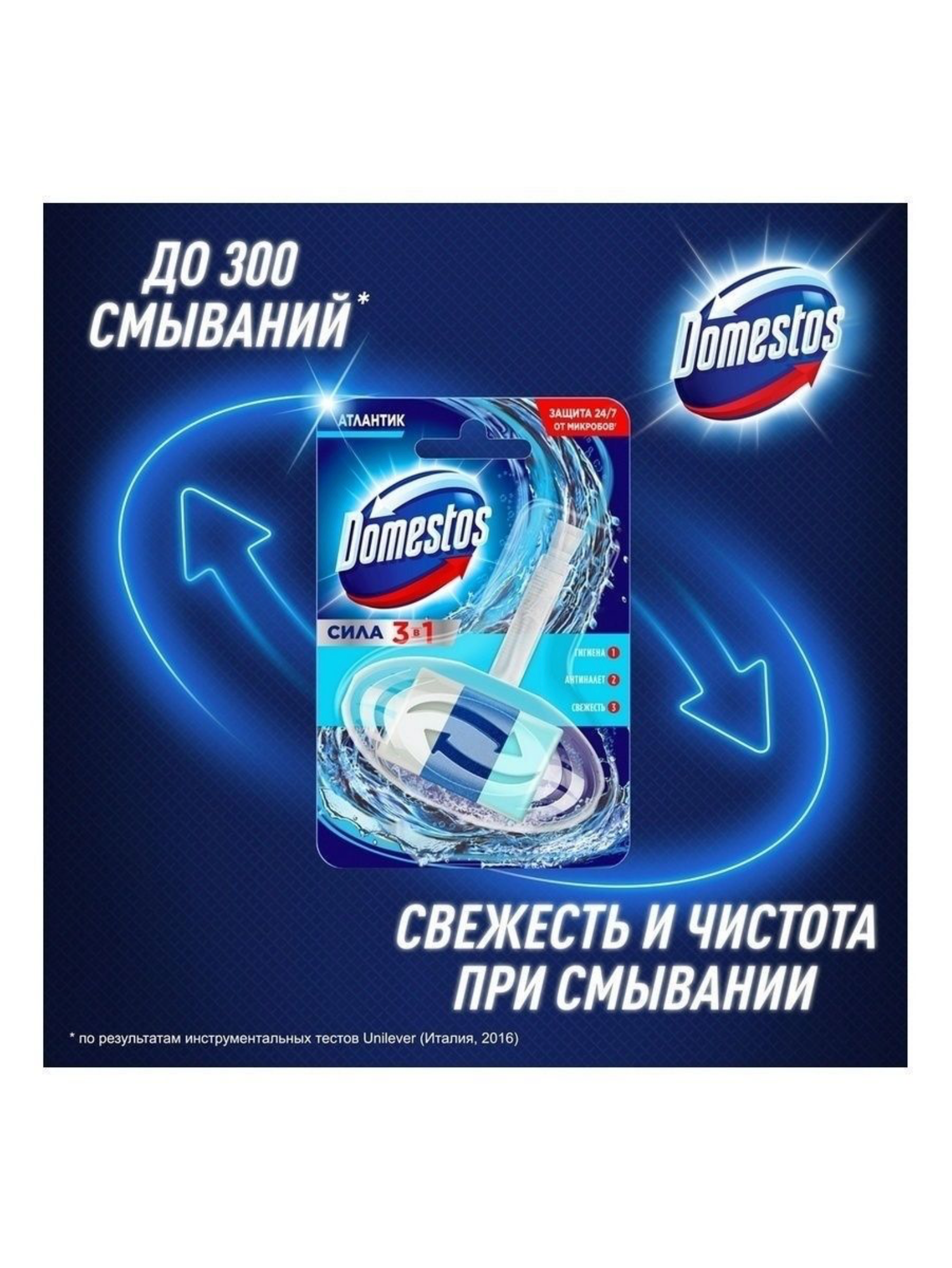 Domestos Атлантик 3в1, блок для унитаза Антиналет и Гигиена 40 гр — фото 19
