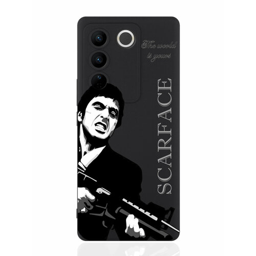 Чехол для смартфона Vivo V27 черный силиконовый Scarface Tony Montana/ Лицо со шрамом черный силиконовый чехол для realme c31 scarface tony montana лицо со шрамом