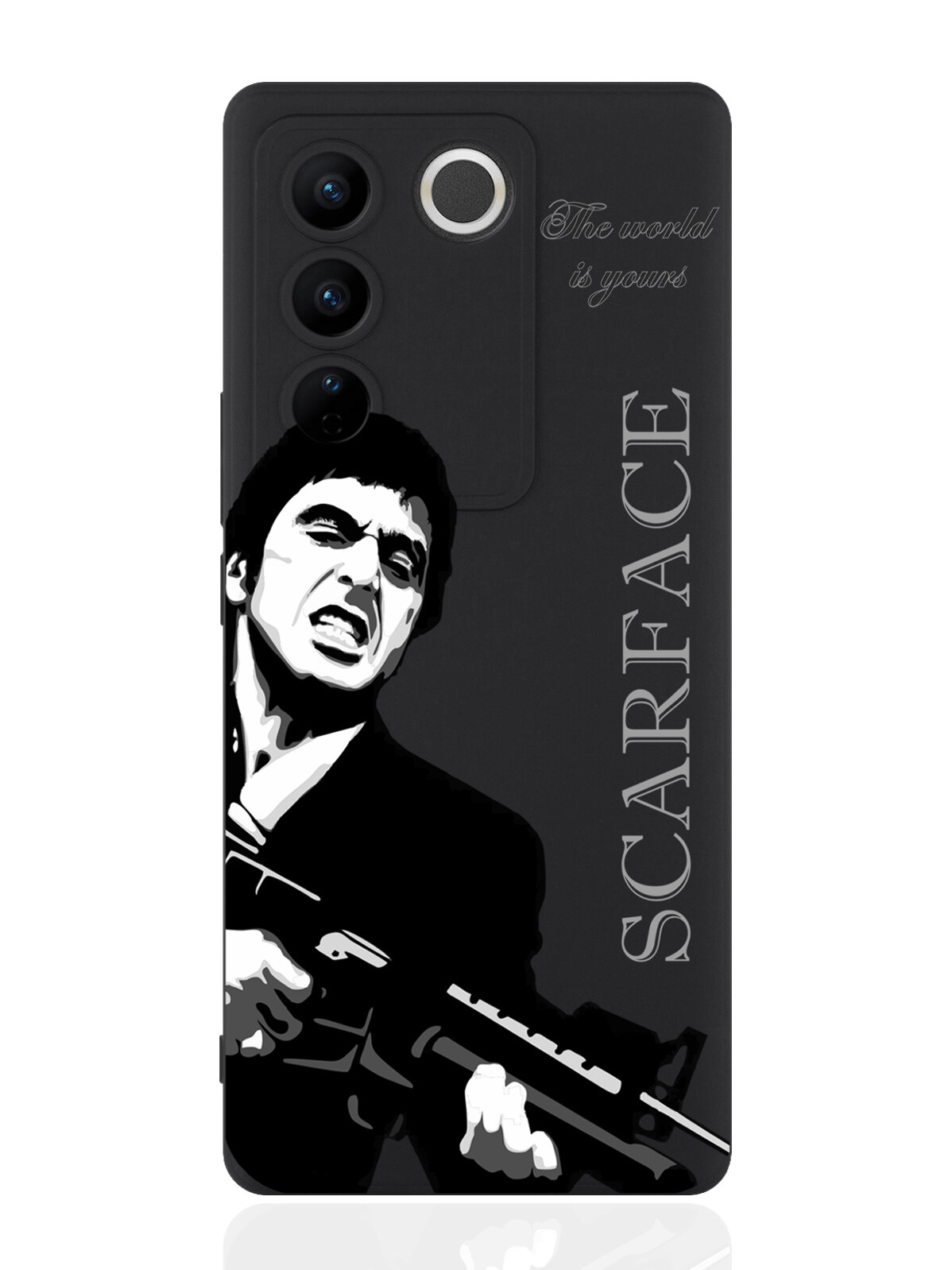 Чехол для смартфона Vivo V27 черный силиконовый Scarface Tony Montana/ Лицо со шрамом