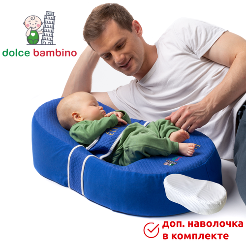 фото Комплект кокон для новорожденных dolce bambino elite с доп. наволочкой цвет василек