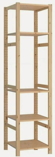 Изображение товара Стеллаж деревянный напольный IKEA Ivar 48х50х179 см, 5 полок, сосна