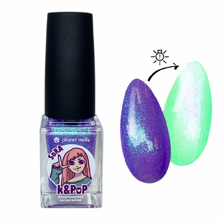 Planet Nails Лак для ногтей флуоресцентный K&PoP SoRa 13263, 10 мл