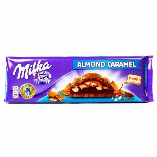 Шоколад Milka Almond Caramel 300 гр. Европа. Милка Алмонд Карамель шоколадная плитка большая.