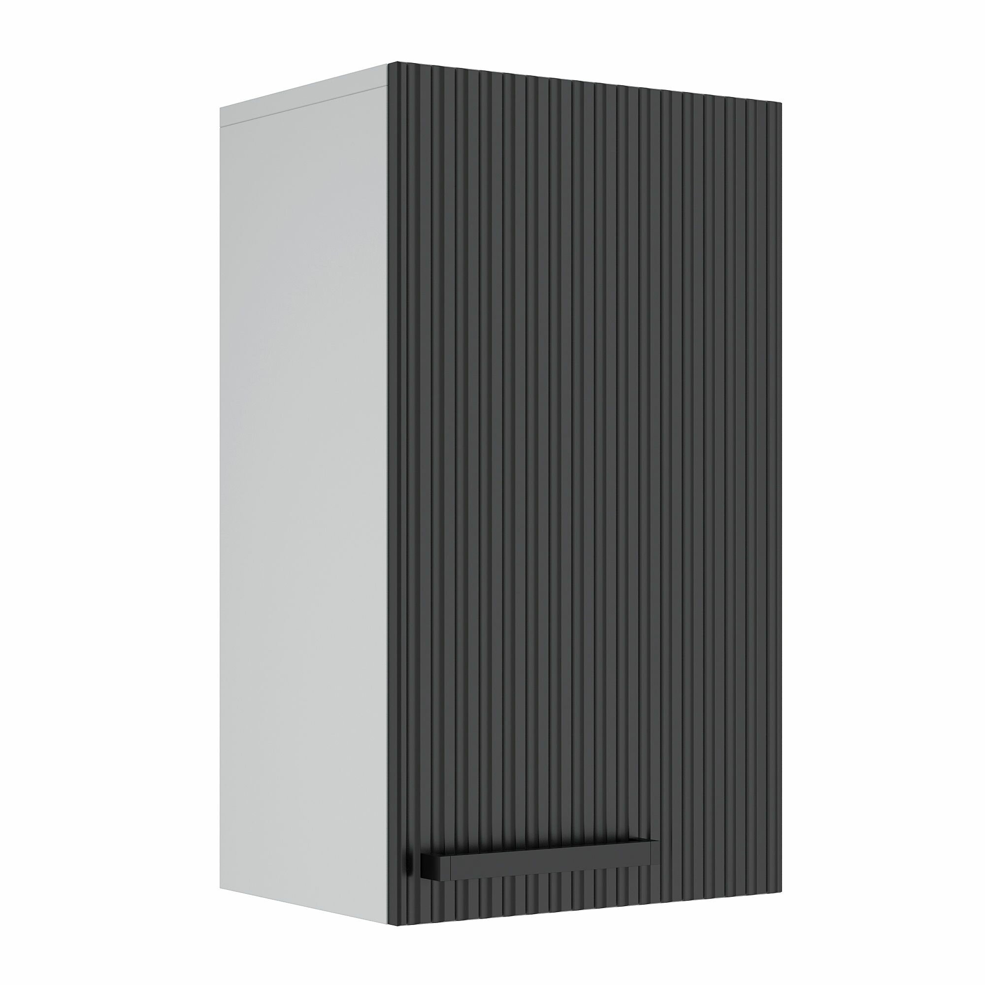 Кухонный шкаф навесной 40x68x28.6 см МДФ цвет черный фрезеровка