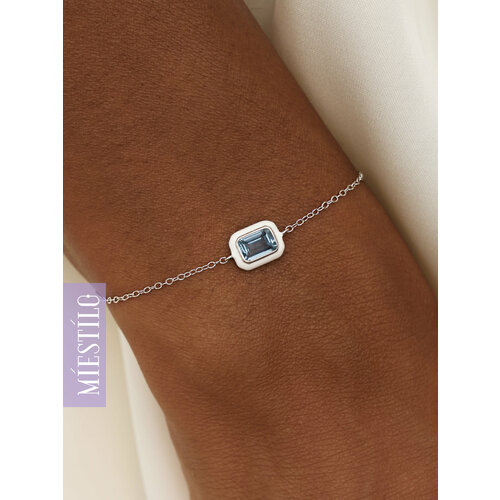 Браслет-цепочка MIESTILO серебро 925 проба родирование фианит эмаль длина 19 см серебристыйбелый 3357₽