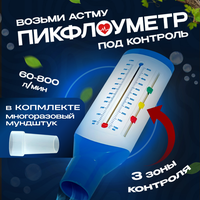 Пикфлоуметр бытовой Easy Breath 800 взрослый / контроль астмы / пиковая скорость выдоха