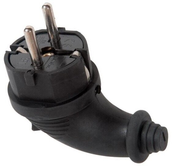 Угловая однофазная вилка с заземлением каучук IP 44 UNIVersal 1241