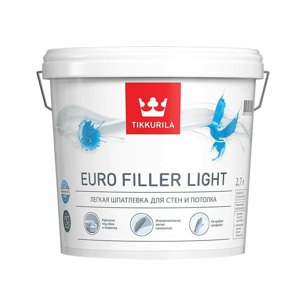 Шпаклевка легкая Евро Филлер лайт Kta 2.7 л Tikkurila 700009482