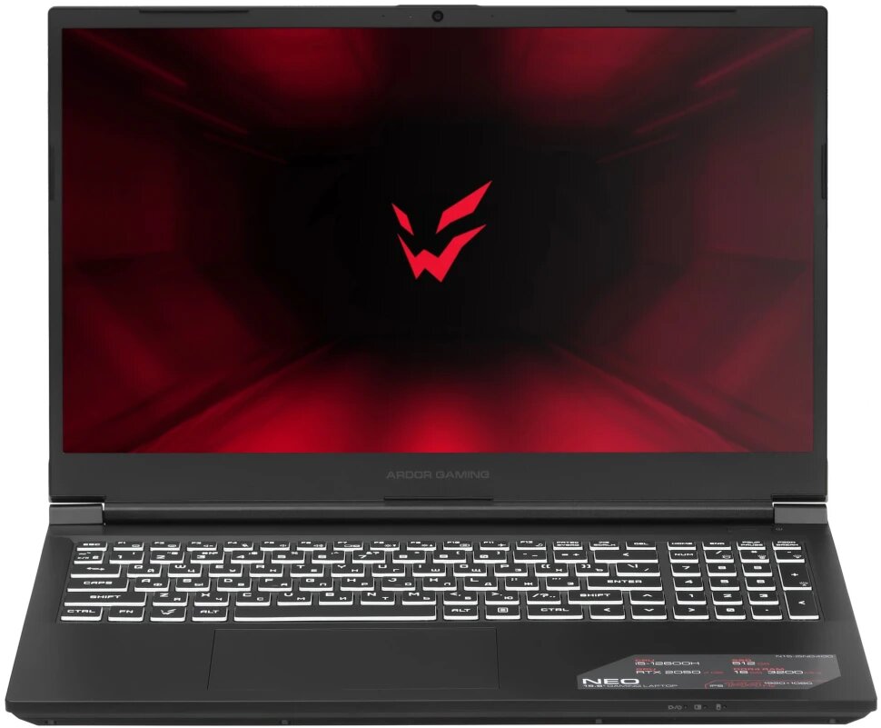 15.6" Ноутбук ARDOR GAMING NEO N15-I5ND400, Intel Core i5-12600H, DDR4 - 16 ГБ, SSD 512 ГБ, GeForce RTX 2050 - 4 ГБ, без ОС, черный