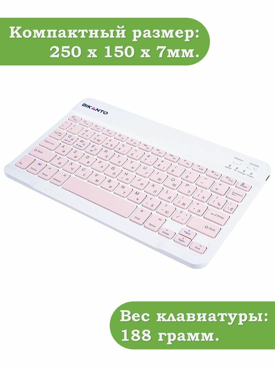 Беспроводная клавиатура для планшета, розовые клавиши — фото 1