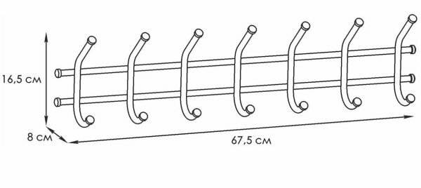 Вешалка Норма 7 черн 67,5x8x16,5 см — фото 1