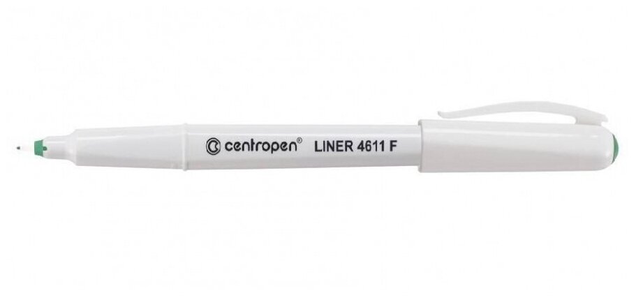 Ручка капиллярная Centropen Liner (0.3мм, трехгранный захват, корпус белый) зеленая (4611/1З)