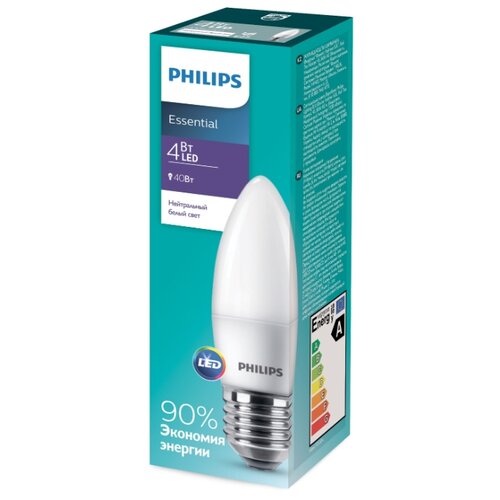 фото Лампа светодиодная philips e27, 4вт