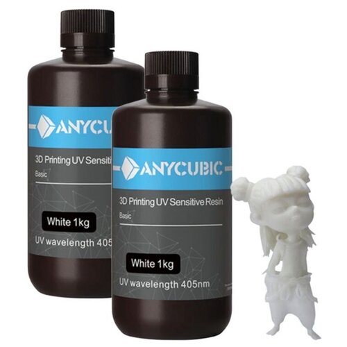 Фотополимерная смола Anycubic Basic UV Resin для 3D принтера 2 кг - Белая (White) 2 литра высококачественная уф светодиодная смола 110 260 в нм лампа для отверждения света для sla dlp 3d принтера фоточувствительные аксессуары