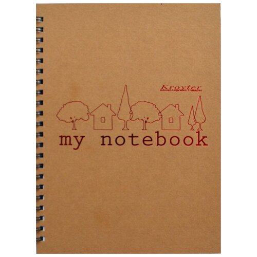 Бизнес-тетрадь Kroyter А5,60л, клетка, спираль, бл.65гр, обл. картон Эко 05015