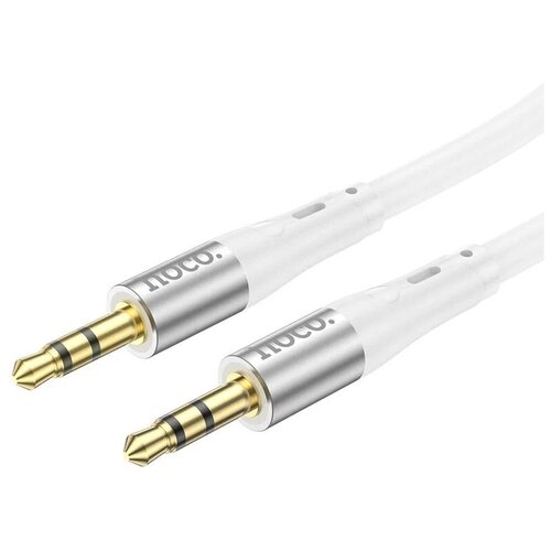 AUX Audio кабель 3,5 мм, UPA22, HOCO, белый кабели аудиокабель hoco upa22 silicone aux 1 0м черный