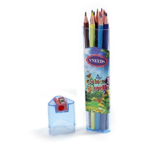 фото Ukid market карандаши цветные в тубусе 12 цв + точилка