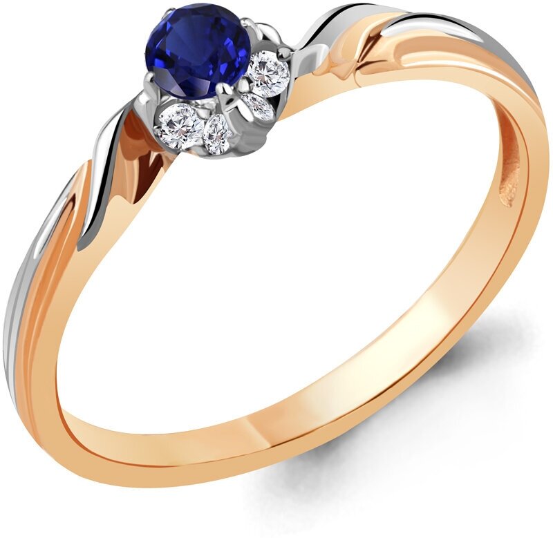 Кольцо Diamant online, золото, 585 проба, сапфир, бриллиант