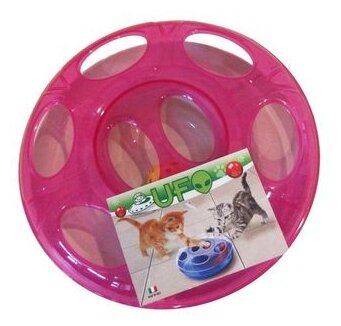 Игрушка д/кошек с шариком UFO d=25см пластик в трех цветах: красный, голубой, салатовый. - фотография № 3