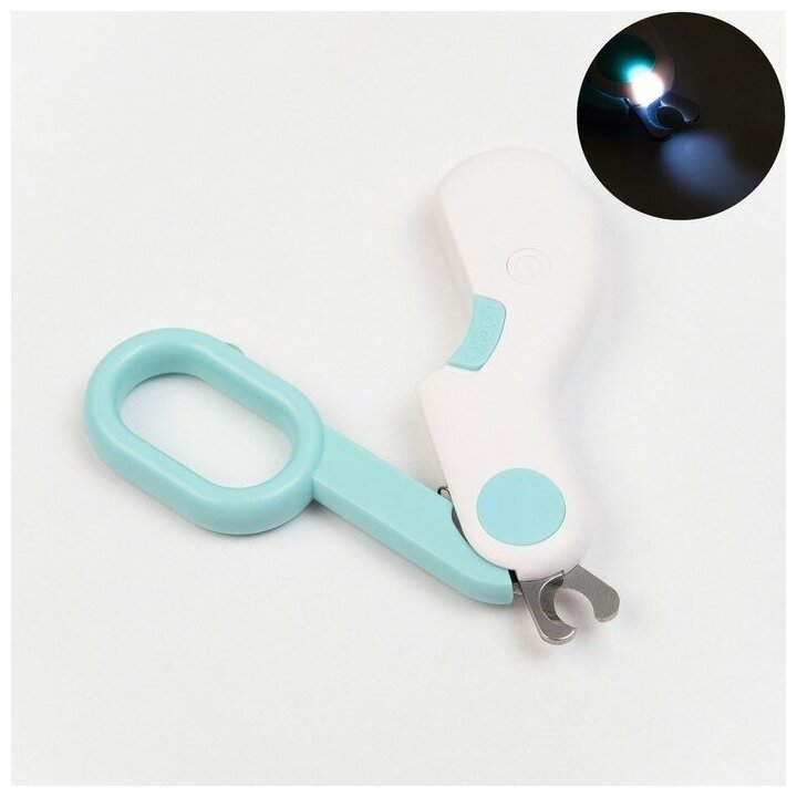 Когтерез - ножницы для животных с LED фонарём, голубой - фотография № 1