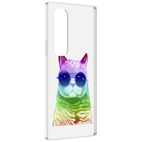 чехол mypads сиамский кот для samsung galaxy z fold 4 sm f936 задняя панель накладка бампер Чехол MyPads Кот в очках для Samsung Galaxy Z Fold 4 (SM-F936) задняя-панель-накладка-бампер
