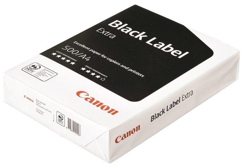 Бумага белая Canon OCE Black Label Extra (Premium Label) (А4, 80 г/кв. м, 161% CIE) 500 листов, 5 уп.