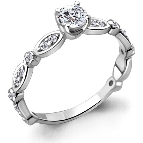 фото Кольцо diamant online, белое золото, 585 проба, бриллиант, размер 17.5, бесцветный